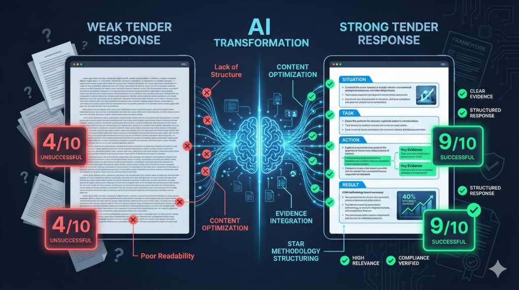 How do I respond to selection questions in tenders?